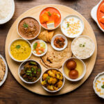Indian Hindu Veg Thali / food platter, selective focus